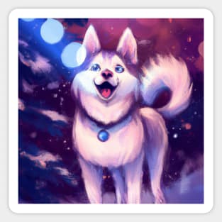 Cute Siberian Husky Drawing Sticker